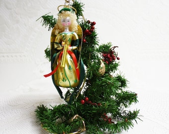 Vintage Soffieria De Carlini Ornaments, Italian Hand Blown Glass Angel, Vintage Blown Glass Ornaments, Hand Blown Glass Ornaments, Angels