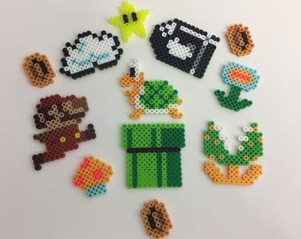 Set of 12 Super Mario Mini Figures - Nintendo - Perler Bead Sprites