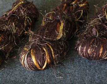 Set of 3 skeins of yarn, wool yarn, multicolored yarn, shawl yarn, fancy yarn, chunky yarn, brown yarn, poncho yarn