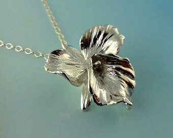 Cattleya Necklace, Silver Flower Necklace, Silver Orchid Necklace, Silver Necklace, Cattleya Orchid, Wedding Bridesmaid Gifts