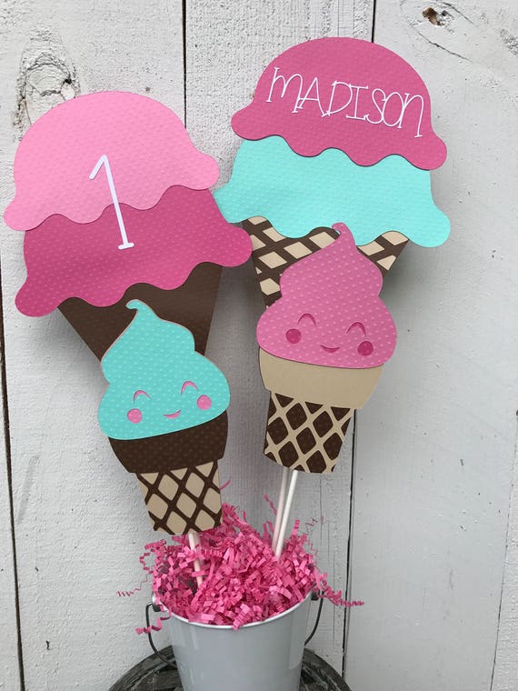 Ice Cream Cone Centerpiece/ Ice Cream Cone Cake Topper/ Party
