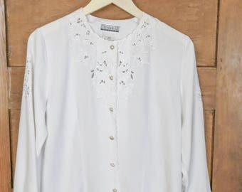 Vintage White Blouse • Size 6P • Christie & Jill