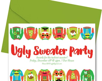 Ugly Sweater Party Invitation - Printed & Shipped