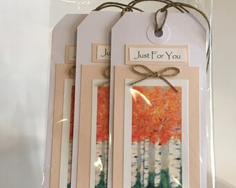 Aspen gift tags, set of 3, Aspens print, all occasion tags, original art print, hostess gift, gift under 25, autumn trees