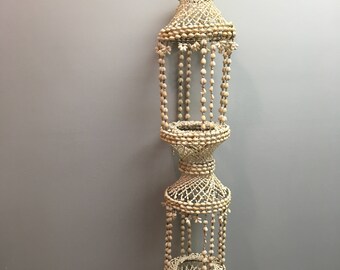 Vintage boho shell plant hanger chandelier circa 1970 1980