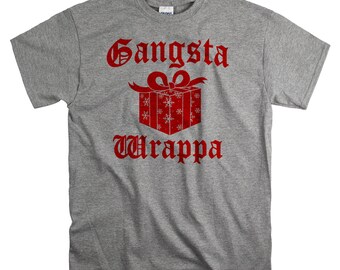 Christmas T Shirt Gangsta Wrappa - Funny Christmas Shirts for Men - Holiday T-shirts for Him