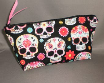 Day of the Dead - Cosmetic Bag - Makeup Bag - Large Zipper Pouch - Dia de los Muertos
