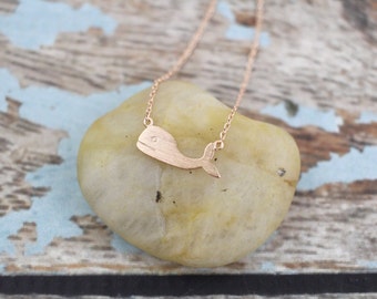 Dainty Necklace, Rose Gold Whale Necklace,Whale Charm Necklace, Tiny Whale Necklace, Bridesmaid Gift, Birthday Gift,6019