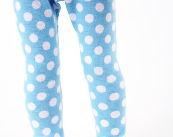 Fits like Wellie Wishers Doll Clothes - Leggings in Sky Blue Polka Dot | 14.5 Inch Doll Clothes