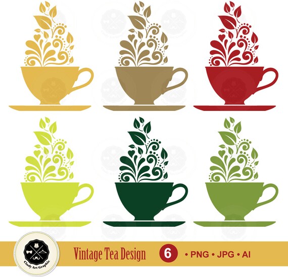 Download Vintage Tea Cup Vector Clipart,tea logo,silhouettes tea ...