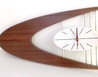 21" MID-CENTURY Danish Modern Boomerang Wall Clock Belart style