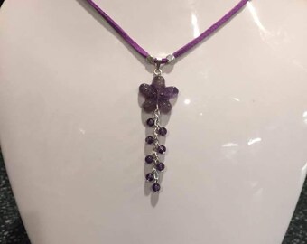 Natural Amethyst Pendant Necklace February Birthstone