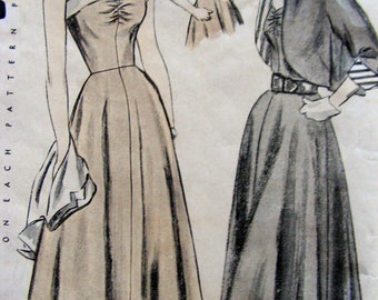 1940's Sun Back Dress and Bolero | Misses Size 16 Bust 34 | Simplicity 2817 | cut used complete vintage 1949 sewing pattern