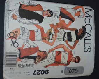 McCalls 9027 Misses and Mens Tops Sewing Pattern - UNCUT - Size Extra Small (Bust 77-80cm)