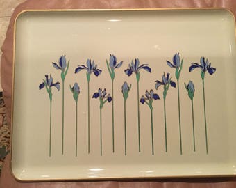 Vintage Otagiri Lacquerware Blue "Iris Rhapsody" Small Serving Tray