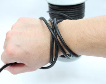 5mm 5-20ft Real Leather Natural Round Cord - Black (RCR02)