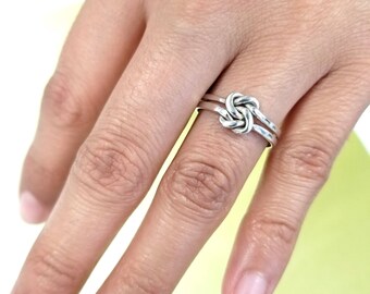Sterling Silver Double Knot Ring, Silver Double Love Knot Ring,