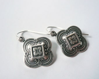 Celtic earrings Silver earrings Outlander earrings Downton Abbey earrings Antiqued silver earrings Art nouveau earrings Victorian earrings