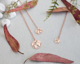 Globe necklace, Rose gold globe necklace, Earth Necklace, Boho Jewelry, Silver Necklace, Globe Pendant, Globe Choker, World Map Necklace