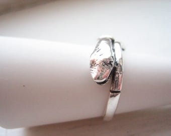 Vintage sterling silver snake ring, sterling snake ring, silver serpent, size 6.5 snake ring, size 6.5 silver ring,