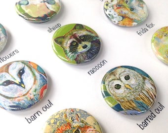 Animal Art Magnets, choose from 9 designs, 1.25 in, by Jenlo