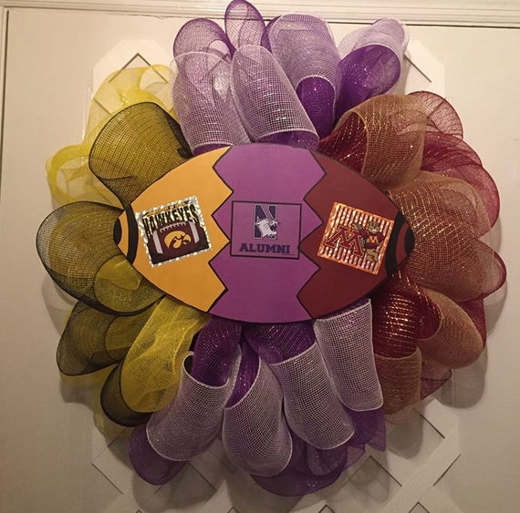 House Divided Wreath - Football - Big 10 - Iowa Hawkeyes - Northwestern Wildcats - Minnesota Gophers - College Football - UIOWA - NU - UMN
