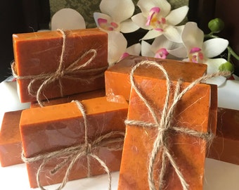 Turmeric Soap; Indian Turmeric; Sensitive Skin Brightening Soap w Rose-hip and Essential Oils; Exfoliating Acne Face Soap for All Skin Types