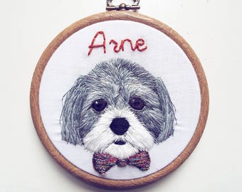 Custom embroidered pet portrait - 4" embroidered hoop art