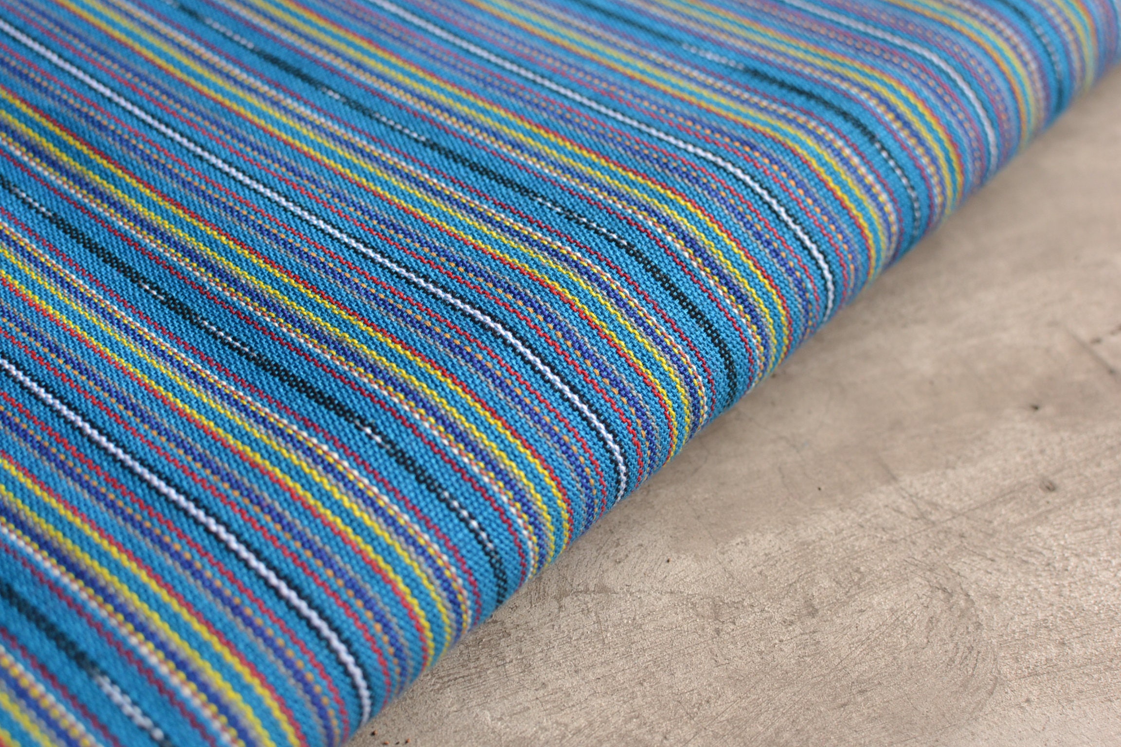Blue Striped 21 Quilt Fabric from Guatemala All Cotton