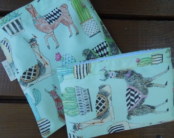 Reusable sandwich and snack bags - Reusable snack bag - Eco friendly sandwich bags - Zero waste lunch bags - Sandwich bags - Llamas