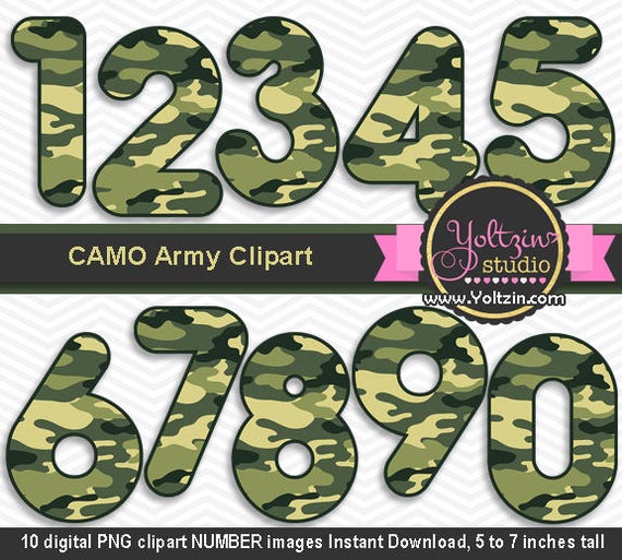 Camo clipart numbers army camouflage Clip art camo green