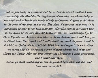 Christian Marriage Vows Digital Print, Downloadable Covenant Wedding Vows, Christian Covenant Wedding Vows Digital Print Art