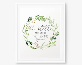 Be Still and Know that I am God, Psalm 46:10, Bible verse printable, Nursery Decor, Bible Verse Print, Kids Decor, Scripture Print,Christian