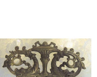Vintage Solid Brass Hardware, Decorative Victorian Drawer Pull, Dolphin Drawer Pull, Steampunk Hardware, Solid Brass Hardware