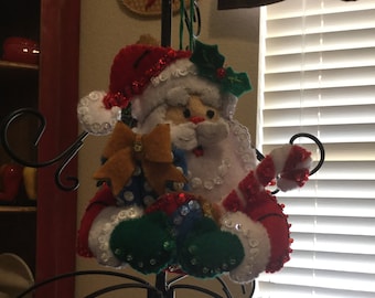 Santa Felt Ornament Holding Presents