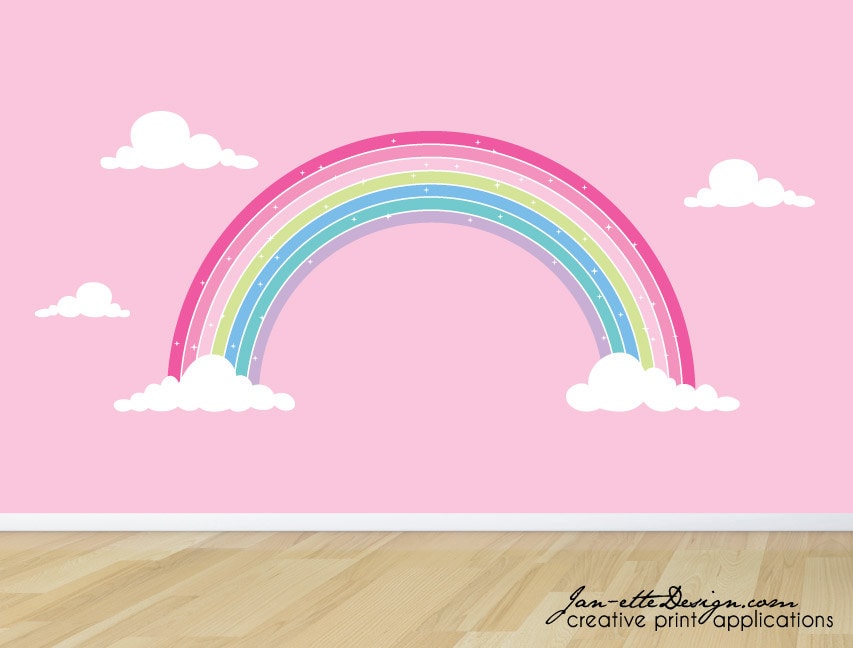 adhesive sticker printable Rainbow Decal Pink Wall Wall Rainbow StickerGirls Fabric