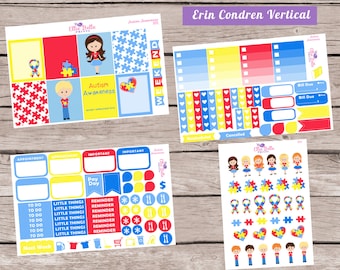 DELUXE Weekly Planner Sticker Set | Autism Awareness | Erin Condren Vertical Life Planner