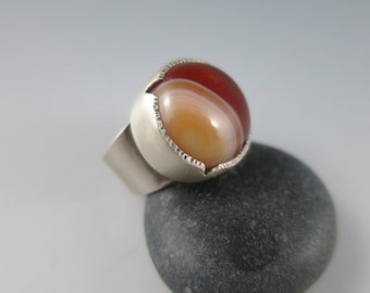 Carnelian Ring, Statement Ring, Big Ring, Size 7.5, Handcrafted Jewelry, Handmade Jewelry