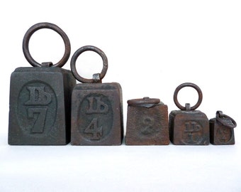 Antike Gewichte, Ring Gewichte, Eisen Gewichte, antike Küche Gewichte, Eisen und Blei Gewichte, Küche Dekor Imperial Gewichte, Satz von Gewichten
