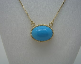 Sleeping Beauty Turquoise and 14kt Yellow Gold Necklace