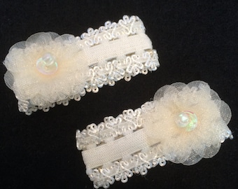 Pair of Ivory Lace Hair Clips