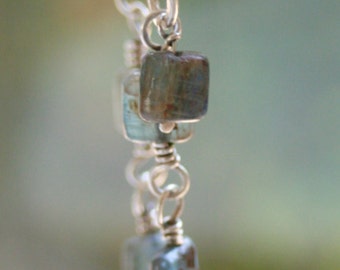 Kyanite and Sterling Silver Link Bracelet