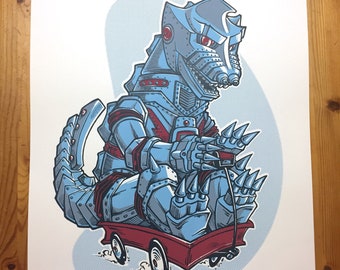 MECHAGODZILLA Poster - Kaiju, Monster Art, Godzilla Art, Mecha-Godzilla, Mecha Godzilla, Screen Print, Art Print