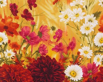 Dahlia Panel by Chong-a Hwang from Timeless Treasures C4479 Mulit 24" x 42" - Free shipping U.S.