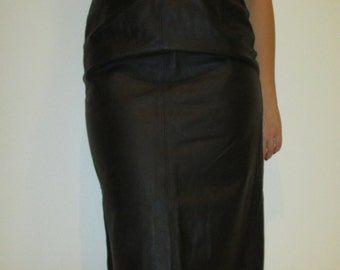 Real Genuine Leather High Waisted Pencil Skirt, 70s vintage