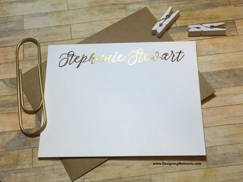 Personalized Cards Gold Foil Note Cards Personalized Gold
