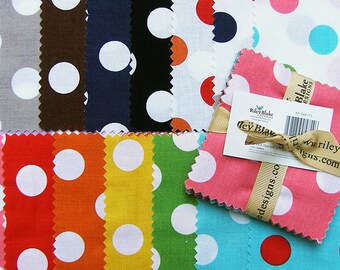 Riley Blake Medium Dots Precut 3.5" Stacker Fabric Quilting Cotton Charm Pack Squares Polka Dots 35-360-15 SQ15