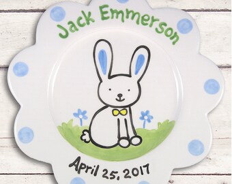 Personalized Baby Boy Gift - First Easter - New Baby Gift Birth Plate - Personalized Baby Item- Newborn Keepsake - Baby Boy - 1st easter
