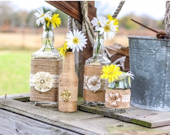 Rustic glass centerpieces (set of 4)