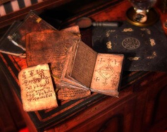 Miniature Grimoire . Reproduction of an authentic textbook of Viking magic . OPENABLE book Magic Spells . tutorial . DOWNLOAD - Scale 1:12
